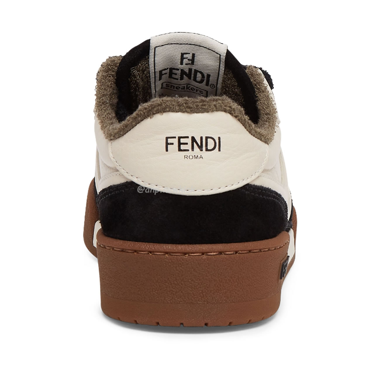 Fendi Match Cream Black White Suede And Leather Low Top Sneakers (17) - newkick.vip